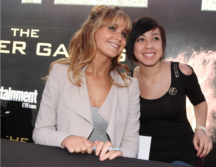 Jennifer Lawrence looking beautiful at The Hunger Games The Hob Event.
